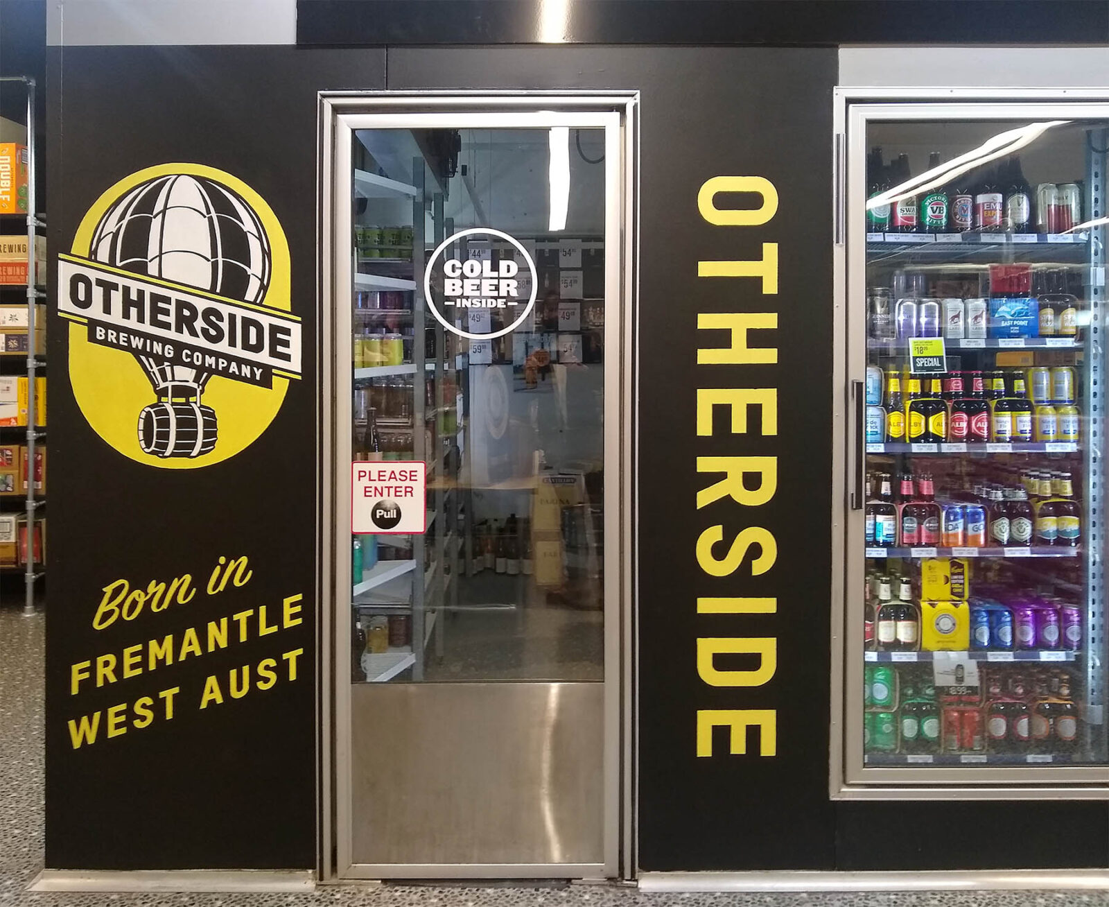 Mural of Otherside Brewing Co logo and text