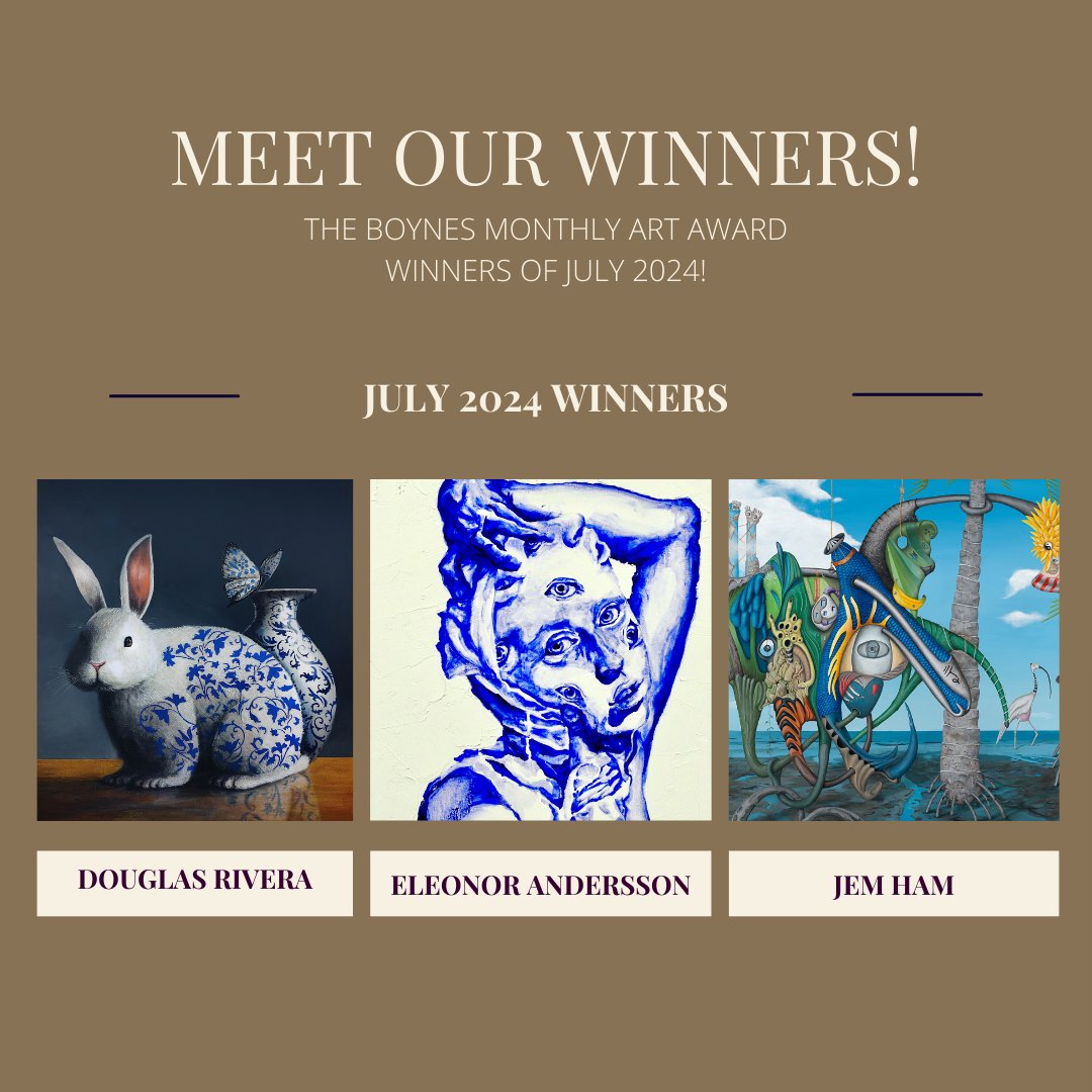 The three winners of the Boynes Artist Award Monthly prize